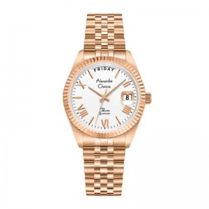 Alexandre Christie AC 5014 Rosegold White Lady Day Date LEBRGSL